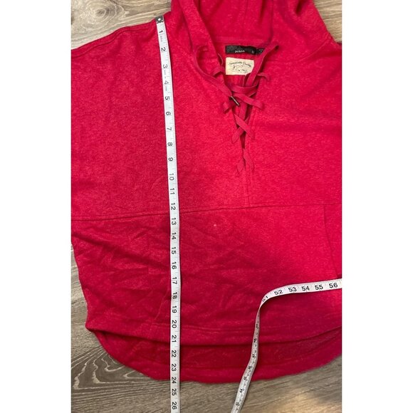 Prana Red Hooded Cropped Lace Up Pullover Sz M - Picture 9 of 11